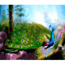 Hand-Painted Peacock Oil Painting on Canvas (EAN-111)